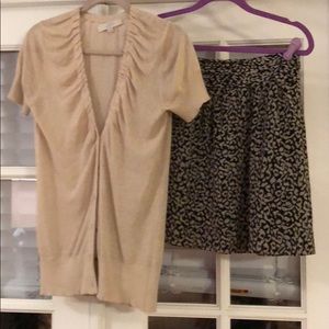 Loft summer light sweater. Cream V button down.